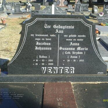 VENTER Jacobus Johannes 1926-2000 &amp; Anna Susanna Maria STRYDOM 1933-