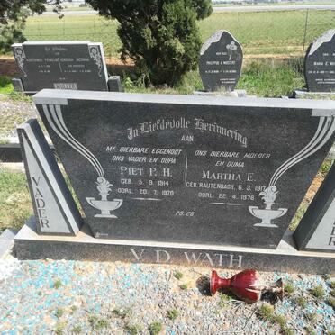 WATH Piet P.H., v.d. 1914-1970 &amp; Martha E. RAUTENBACH 1917-1976