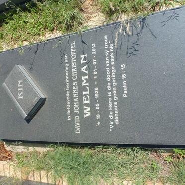 WELMAN David Johannes Christoffel 1926-2013
