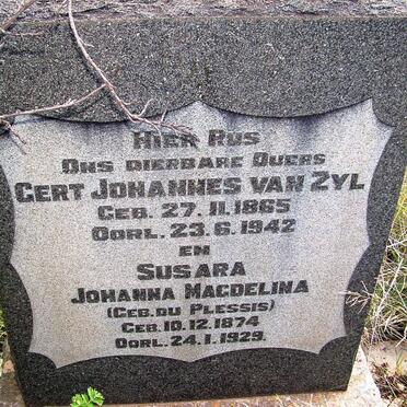 ZYL Gert Johannes, van 1864-1942 &amp; Susara Johanna Magdalena DU PLESSIS 1874-1929
