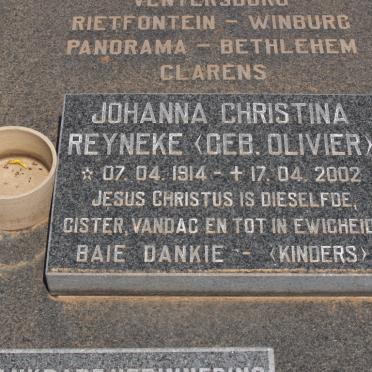 REYNEKE Johanna Christina nee OLIVIER 1914-2002