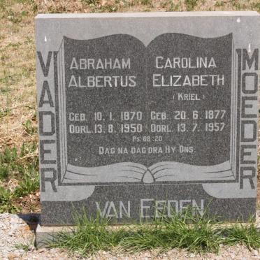 EEDEN Abraham Albertus, van 1870-1950 &amp; Carolina Elizabeth KRIEL  1877-1957