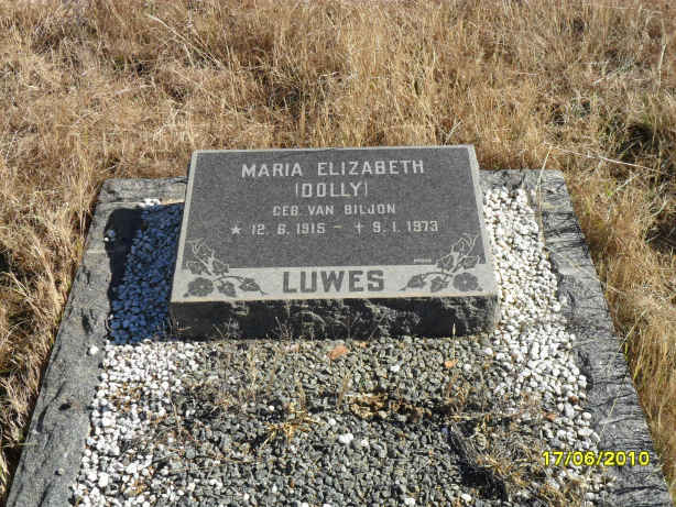 LUWES Maria Elizabeth nee VAN BILJON 1915-1973