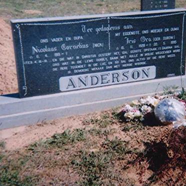 ANDERSON Nicolaas Cornelius 1919-  &amp; Iris Ora DUROW 1928-1995