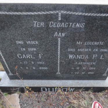 DUROW Carl F. 1913-2000 &amp; KARSHAGEN Wanda P.L. 1914-1981