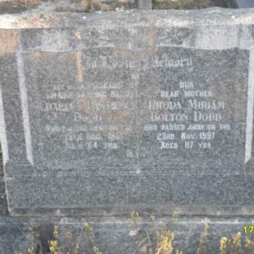 DODD Charles Lawrence -1951 &amp; Rhoda Muriel Bolton -1997