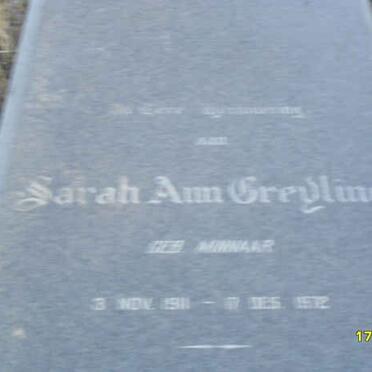 GREYLING Sarah Ann nee MINNAAR 1911-1972