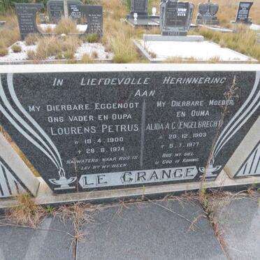 GRANGE Lourens Petrus, le 1900-1974 &amp; Alida A.C. ENGELBRECHT 1903-1977