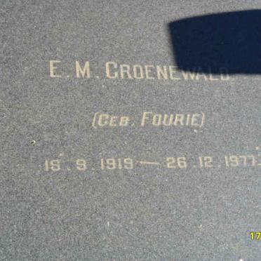 GROENEWALD E.M. nee FOURIE 1919-1977