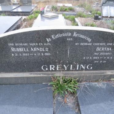 GREYLING Russell Arnold 1897-1980 & Bertha STUART 1894-1976