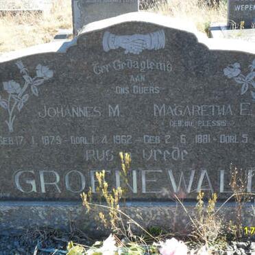 GROENEWALD Johannes M. 1879-1962 &amp; Magaretha E. DU PLESSIS 1881-1962