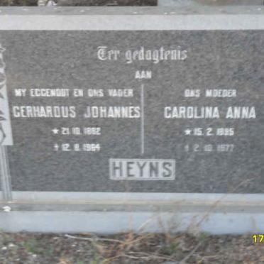 HEYNS Gerhardus Johannes 1882-1964 &amp; Carolina Anna 1895-1977