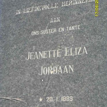 JORDAAN Jeanette Eliza 1889-1979
