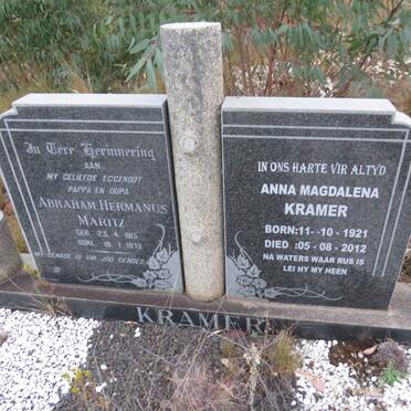 KRAMER Abraham Hermanus Maritz 1915-1973 &amp; Anna Magdalena 1921-2012