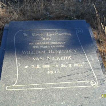 NIEKERK William Humphrey, van 1888-1968