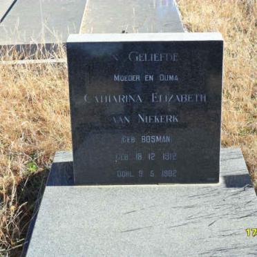 NIEKERK Catharina Elizabeth, van nee BOSMAN 1912-1982