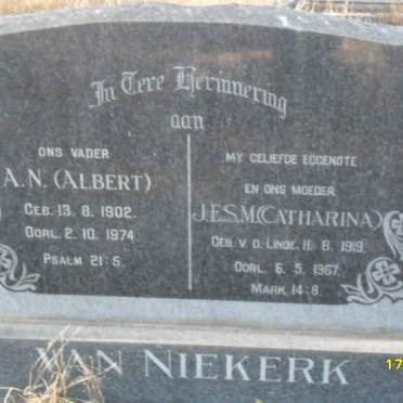 NIEKERK A.N., van 1902-1974 &amp; J.E.S.M. 1919-1967