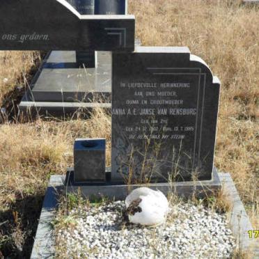 RENSBURG Anna A.E., Janse van nee VAN ZYL 1902-1985