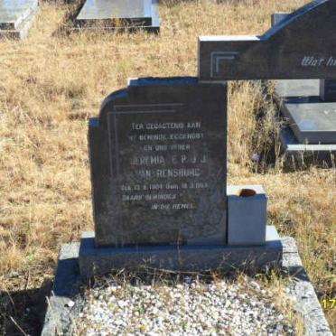 RENSBURG Jeremia E.P.J., Janse van 1904- &amp; Anna A.E. VAN ZYL 1902-1985