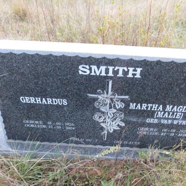 SMITH Gerhardus 1926-2004 &amp; Martha Magdalena VAN WYK 1927-2014