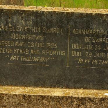 SWARDT Adam Marthinus Adriaan, de -1929 &amp; Annie Elizabeth BROWN -1925