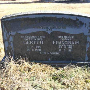 SCHEEEPERS Gert F.B. 1913-1968 &amp; Francina M. KAPP 1919-1981