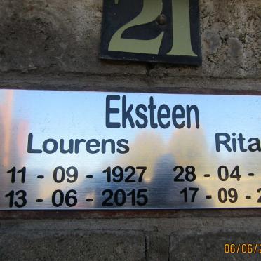 EKSTEEN Lourens 1927-2015 &amp; Rita 1931-2018