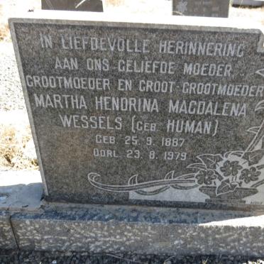 WESSELS Martha Hendrina Magdalena nee HUMAN 1887-1979