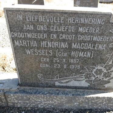 WESSELS Martha Hendrina Magdalena nee HUMAN 1887-1979