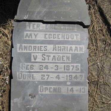 STADEN Andries Anriaan, van 1875-1947