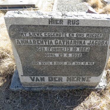 MERWE Ammarentia Catharina Jacoba, van der nee FOURIE 1884-1952