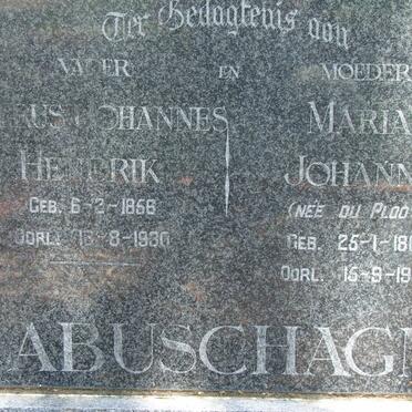 LABUSCHAGNE Petrus Johannes Hendrik 1856-1930 &amp; Maria Johanna DU PLOOY 1860-1945