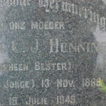 HENNING Susanna C.J. voorheen BESTER nee DE JONGE 1868-1949
