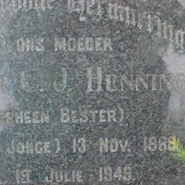 HENNING Susanna C.J. voorheen BESTER nee DE JONGE 1868-1949