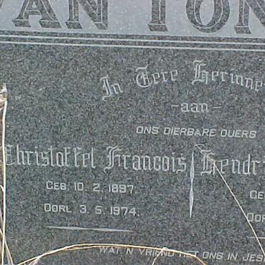 TONDER Christoffel Francois, van 1897-1974