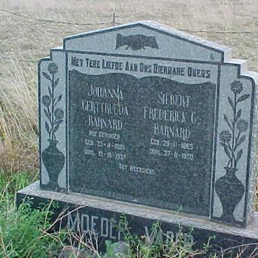 BARNARD Siebert Frederick C. 1885-1950 &amp; Johanna Gerttrueda GERINGER 1888-1937 