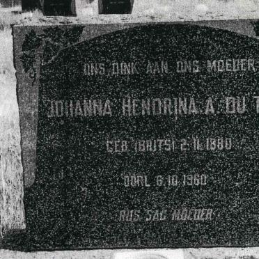TOIT Johanna Hendrina A. nee BRITS, du 1890-1960