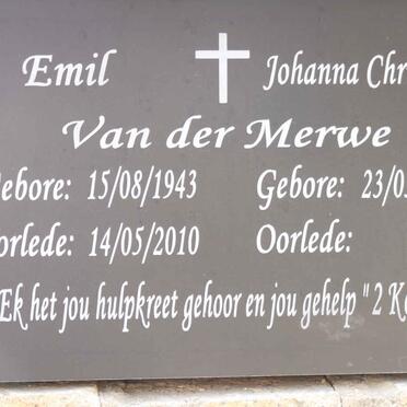 MERWE Emil, van der 1943-2010 &amp; Johanna Christina 1947-