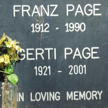 PAGE Franz 1912-1990 &amp; Gerti 1921-2001