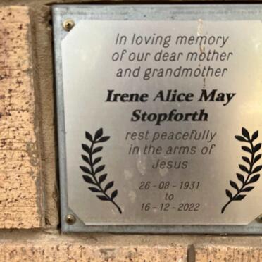 STOPFORTH Irene Alice May 1931-2022