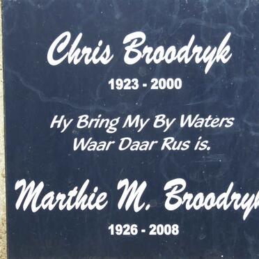 BROODRYK Chris 1923-2000 &amp; Marthie M. 1926-2008