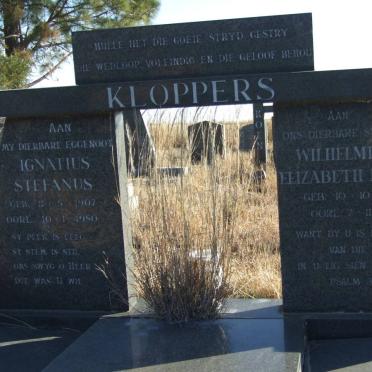 KLOPPERS Ignatius Stefanus 1907-1980 &amp; Wilhelmina Elizabeth Minnie 1908-1985