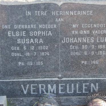 VERMEULEN Johannes Lukas 1898-1961 &amp; Elsie Sophia Susara 1902-1974