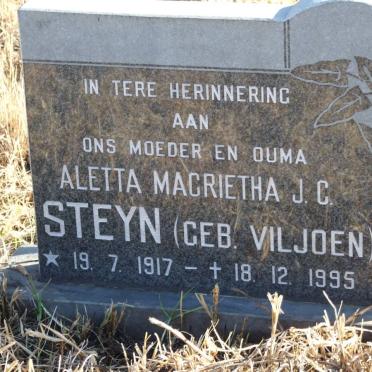 STEYN Aletta Magrietha J.C. nee VILJOEN 1917-1995