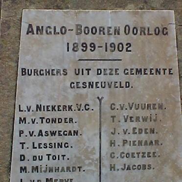 Memorial Plaque - Burghers from Dewetsdorp