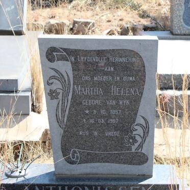 ANTHONISSEN Martha Helena nee VAN WYK 1897-1987