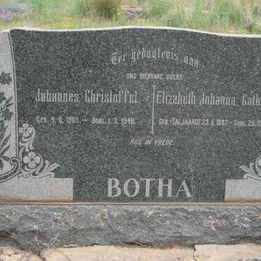 BOTHA Johannes Christoffel 1865-1948 &amp; Elizabeth Johanna Catharina TALJAARD 1867-1946