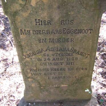 BRANDT Johanna Adriana nee VAN TONDER 1869-1917