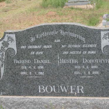 BOUWER Barend Daniel 1890-1982 &amp; Hester Dorothyha 1893-1966