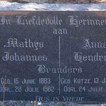 BRANDERS Mathys Johannes 1883-1962 &amp; Anna Hendrina KOTZE 1890-1976